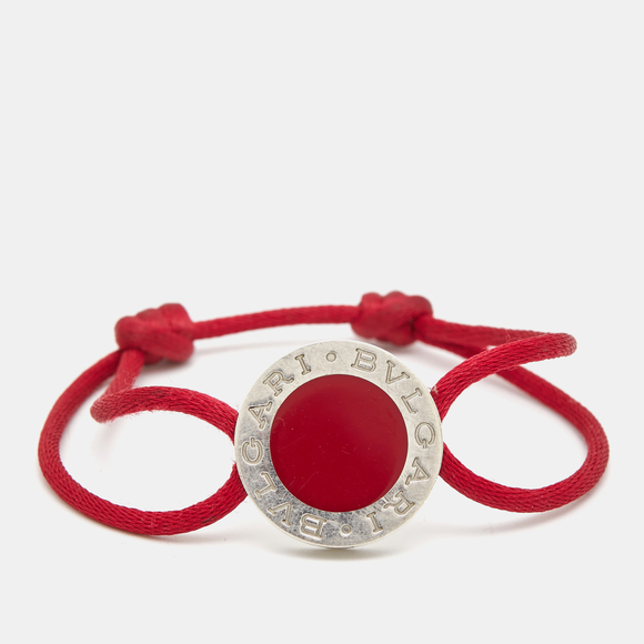 BVLGARI Jewelry - BVLGARI Red Enamel Sterling Silver Adjustable Cord Bracelet